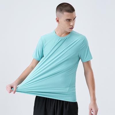 New Ice-Silk Quick-Dry Short-Sleeved T-Shirt for Men Lightweight Sports Training Top Stretch Outdoor Workout Short-Sleeved T-Shirt