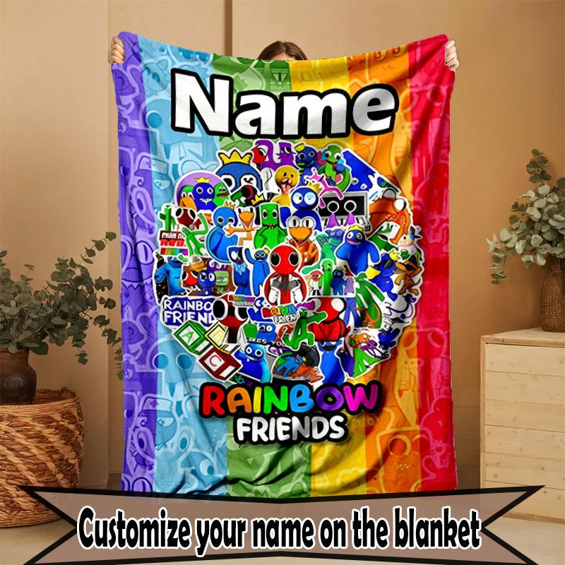 Kişiye Özel İsimli Oyun Rainbow Friends Baskılı Battaniye, Ev Dekorasyonu, Yatak Odası, Kanepe, Kamp, Koltuk, Doğum Günü Noel Hediyeleri