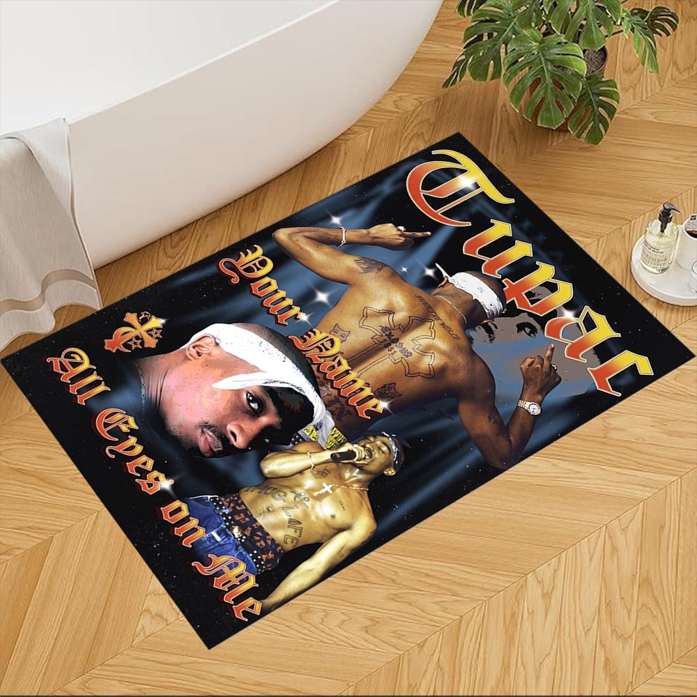 2pac Customize Text Carpet Design for Playrooms Living Rooms Balcony Hallway Anti-slip Rug Office Home Decor Best for Christmas