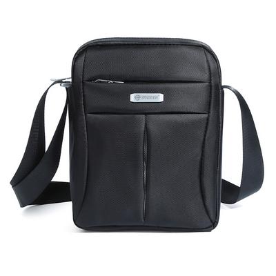 Men's Black Single-shoulder Zipper Bag Multifunctional Crossbody Bag Simple Fashion Vertical Design Travel Bag for Youth