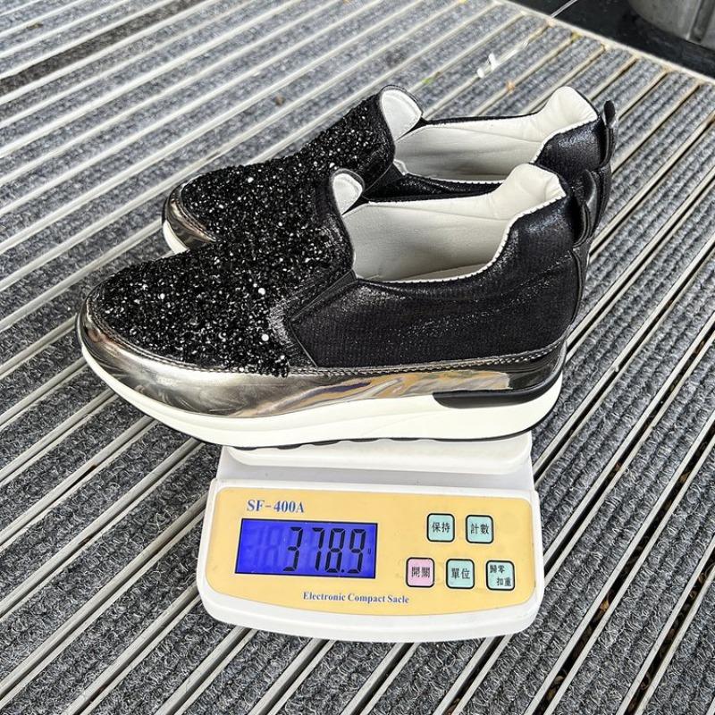 Women's Plus Size Platform Wedge Sneakers, Sequin Detail Casual Sport Shoes