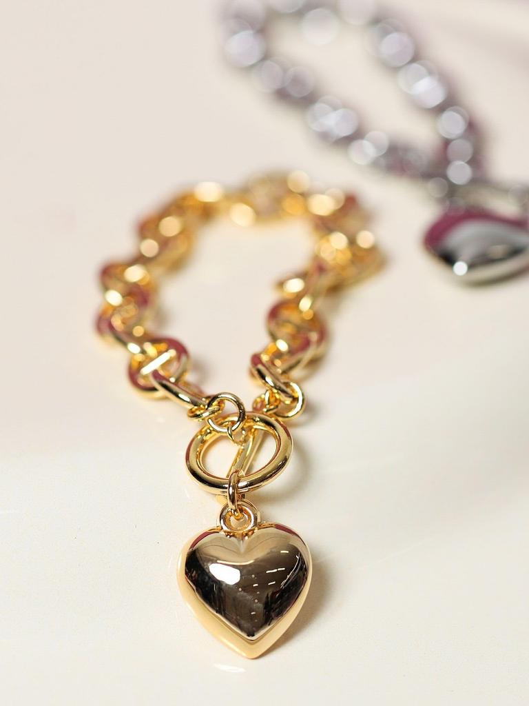 Ray BEAMS Marine Chain Mantle Heart Bracelet, Women's, Gold Free
