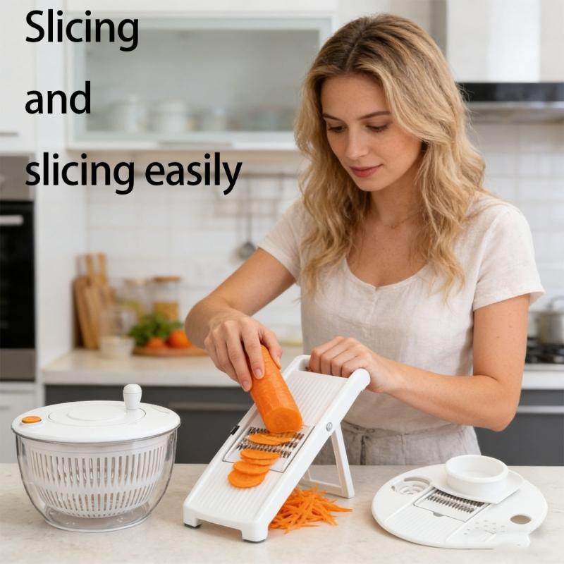 Transparent Vegetable Salad Spinner and Food Chopper with Efficient Drain Outlet for Clean Operation