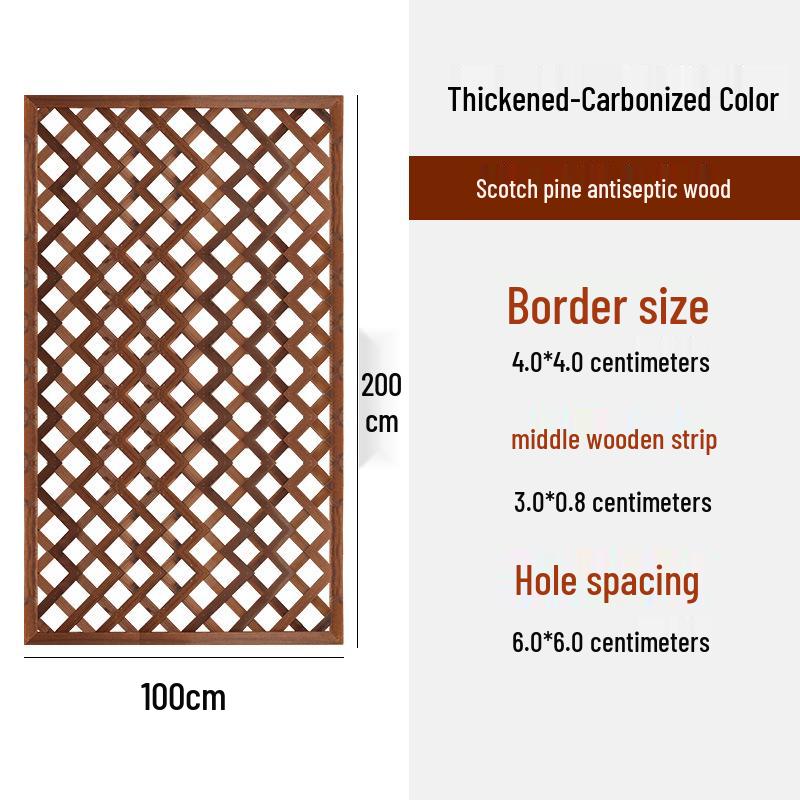Carbonized Wood Fence and Railing Picket with Climbing Plant Stand for Outdoor Decoration
