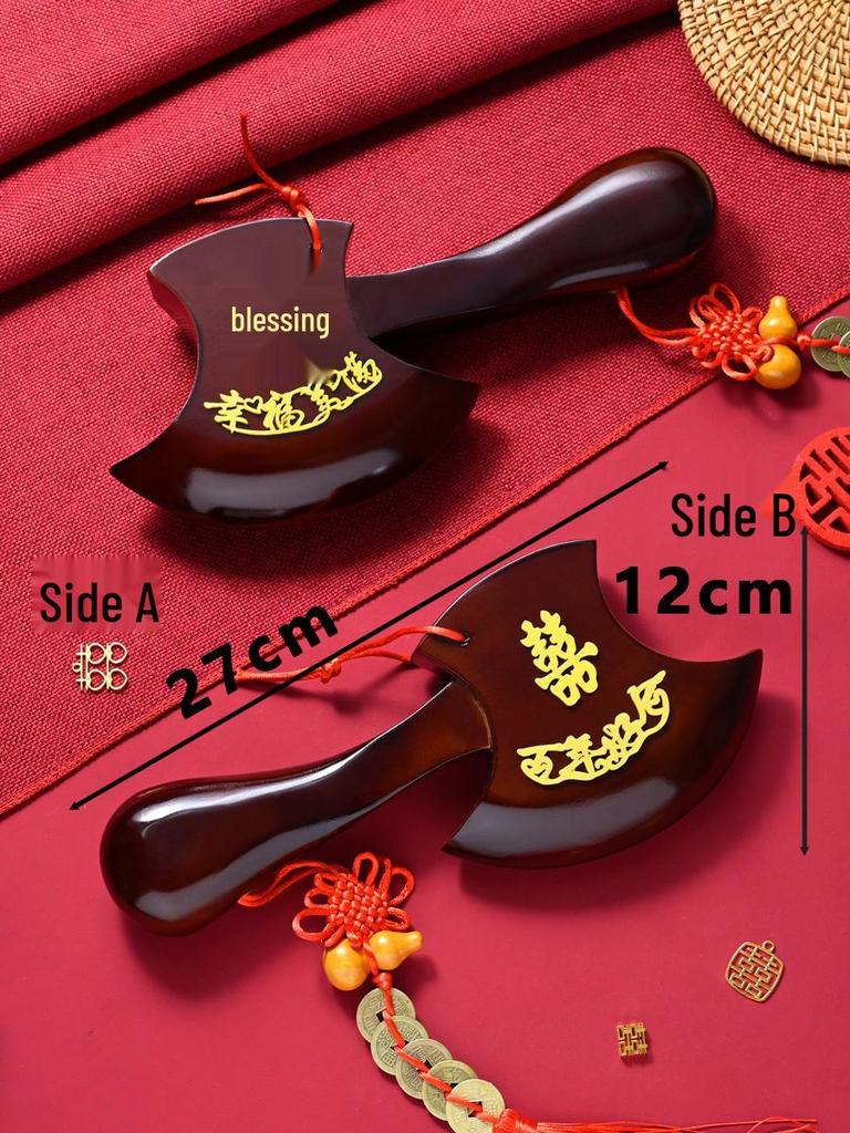 Red Peach Wood Axe Pendant: Wedding, Fortune, and Housewarming Blessings