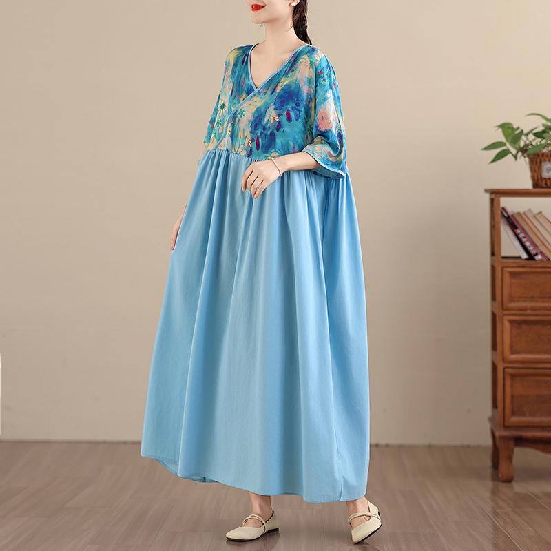 DIMANAF New 2026 Women Plus Size Summer Beach Lady Long Dress Loose Oversize Maxi Floral Print Fashion Cotton