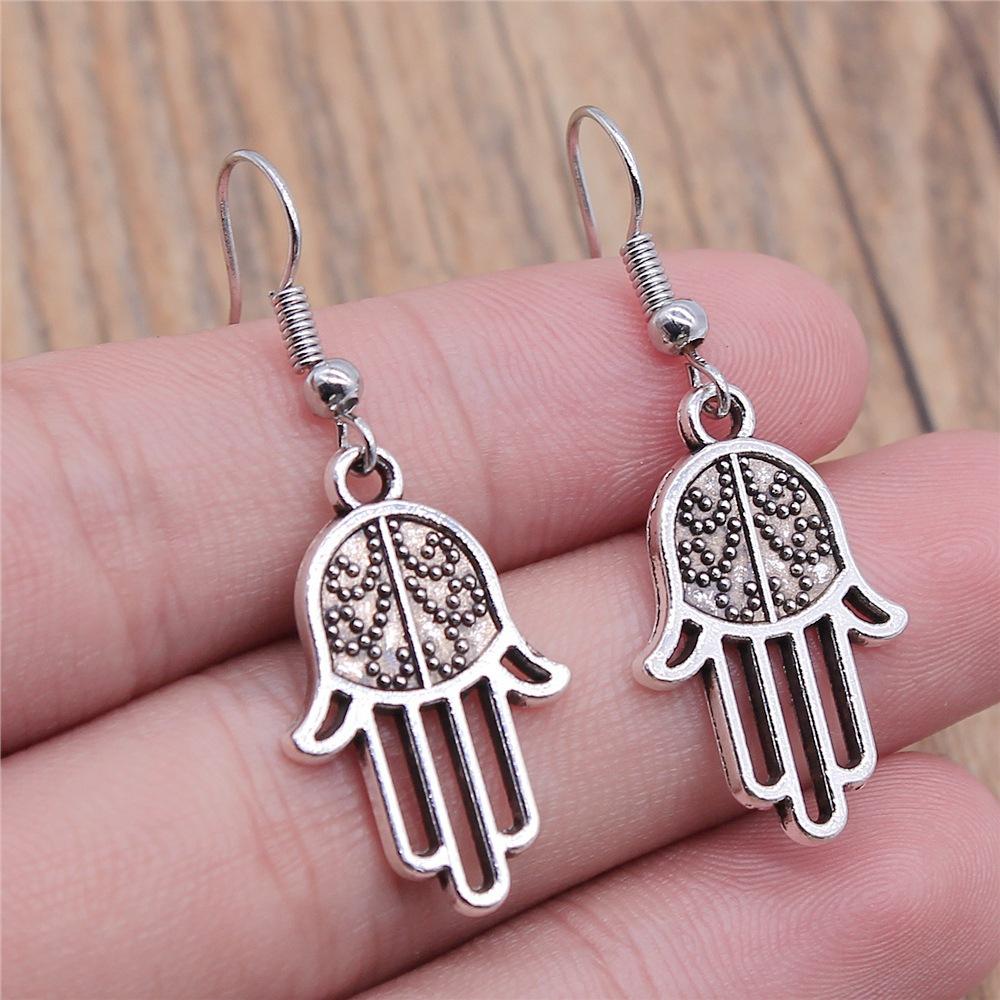 10 Stijlen Mode Antiek Brons Antiek Zilver Kleur Gotisch Skelet Handpalm Fatima Hamsa Hand Oorbellen Hangend Druppel Voor Vrouwen