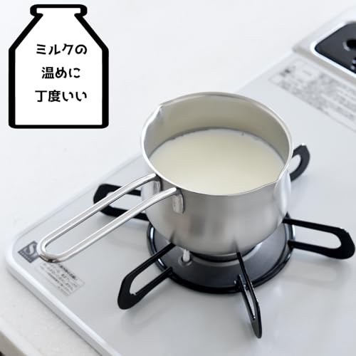 Ernest Milk Pan with Spout and Graduations, 11cm, 0.8L, Gas-Stove Only, Mini Multi-Pot, Stainless Steel, Made in Tsubame-Sanjo, Japan, A-77965