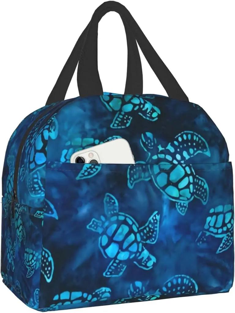 Sea Turtle Portable Tote Lunch Bags Insulated Lunch Box Cooler Lunch Bag for Picnic Boating Beach Fishing Work for Women Men