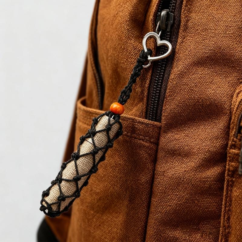 Handwoven Waxed Cord Keychain Net Pocket Bag Charm For Bags Backpacks And Accessories Fashionable Keyring