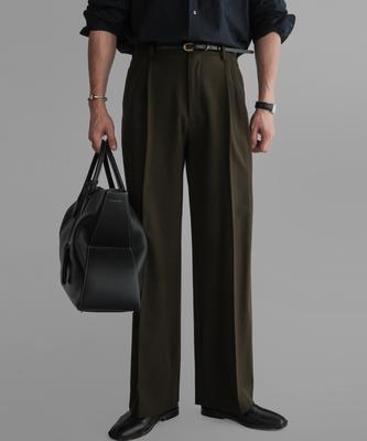 Baulopeulodeogteu Wool Tr Wide Slacks [Khaki]
