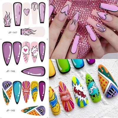 Nail art Effekt Selbst Einfach Klebstoff Lichtecht Slider Paste 3D DIY Abnehmbare Volle Abdeckung Cartoon