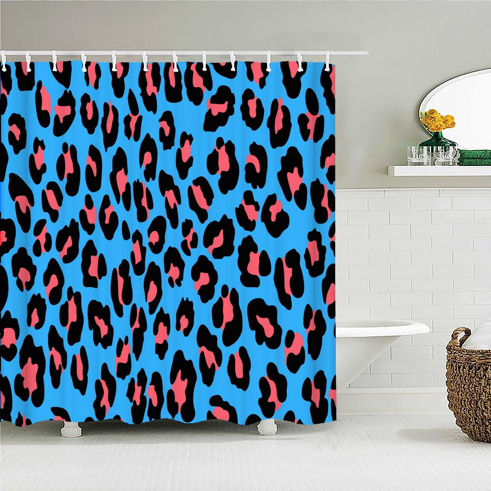 Sexy Leopard 3D Duschvorhänge Wasserdichtes Gewebe Geometrische Blume Badezimmervorhang Mit Haken Dekor 180*200cm Badewannen-Bildschirm