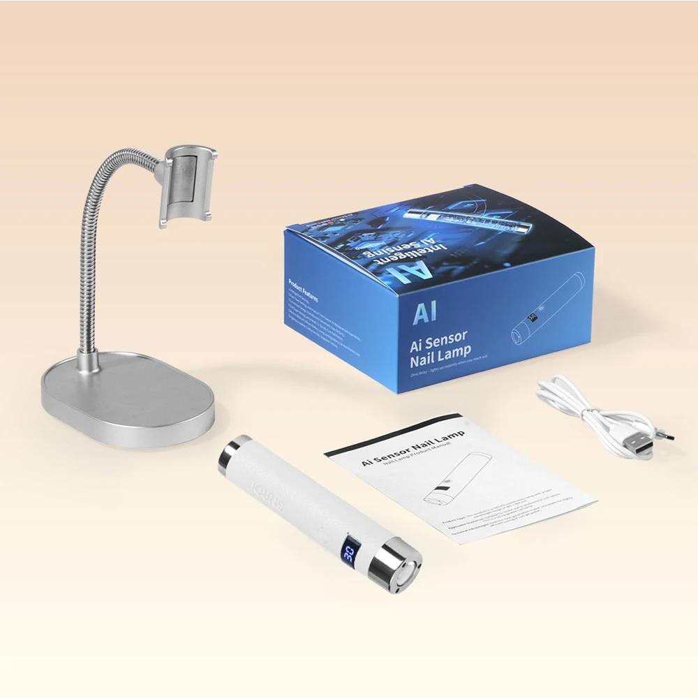 

Умная сенсорная лампа для ногтей с подставкой - УФ-светодиодная лампа для сушки гель-лака, портативная сушилка для нейл-арта с наклейкой и алмазной инкрустацией