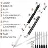 Multifunction Pen (stylus, Ballpoint Pen, 6 Refill, 4 Inch Ruler, Level, Phillips Screwdriver, Led)