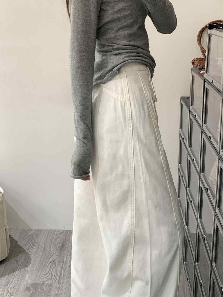 Women's White Wide-Leg High-Waisted Jeans - 2026 Spring/Summer Collection