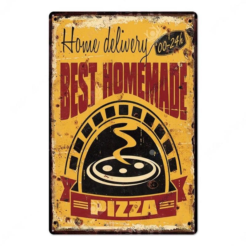 Metal Tin Poster Fast Food Vintage Tin Sign Plaque Metal Retro Plate Hot Dog Poster Wall Decor for Kitchen Cafe Diner Bar