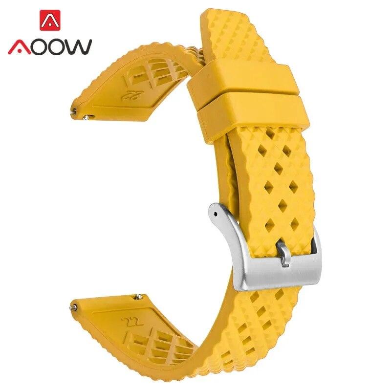 Fluorogumový řemínek FKM Pásek Rychloupínací Nerezová přezka Sportovní Vodotěsné Muži Ženy Vyměňte opasek k hodinkám 18/20/22/24 mm