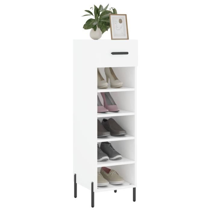 VidaXL Armoire à chaussures blanc 30x35x105 cm bois d'ingénierie 829684