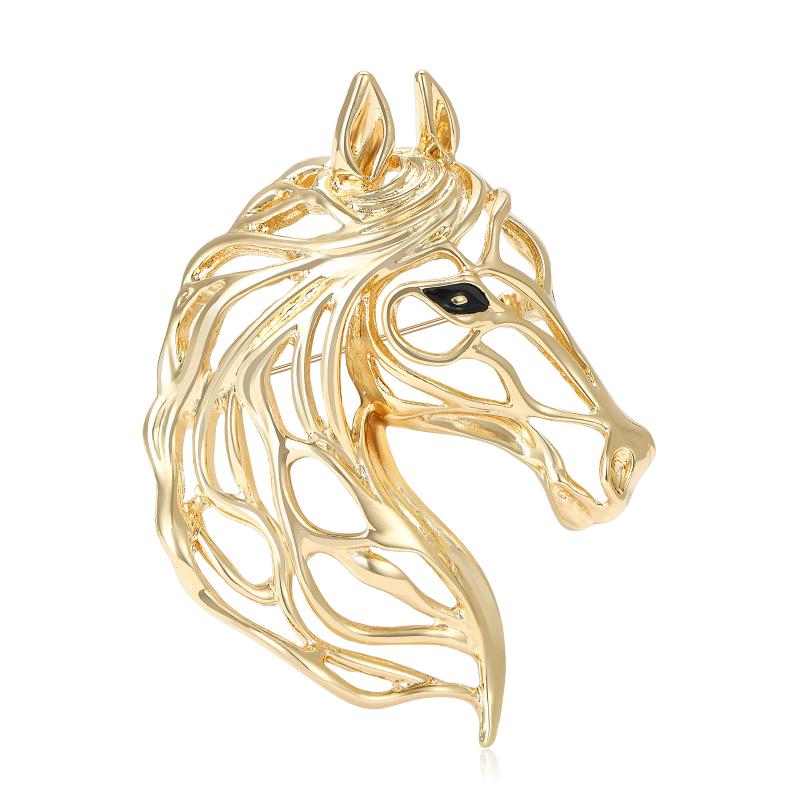 Trendy Alloy Zodiac Horse Brooches For Women Animal Pins Suit Coat Accessories Casual Party Accessories New Year Gifts