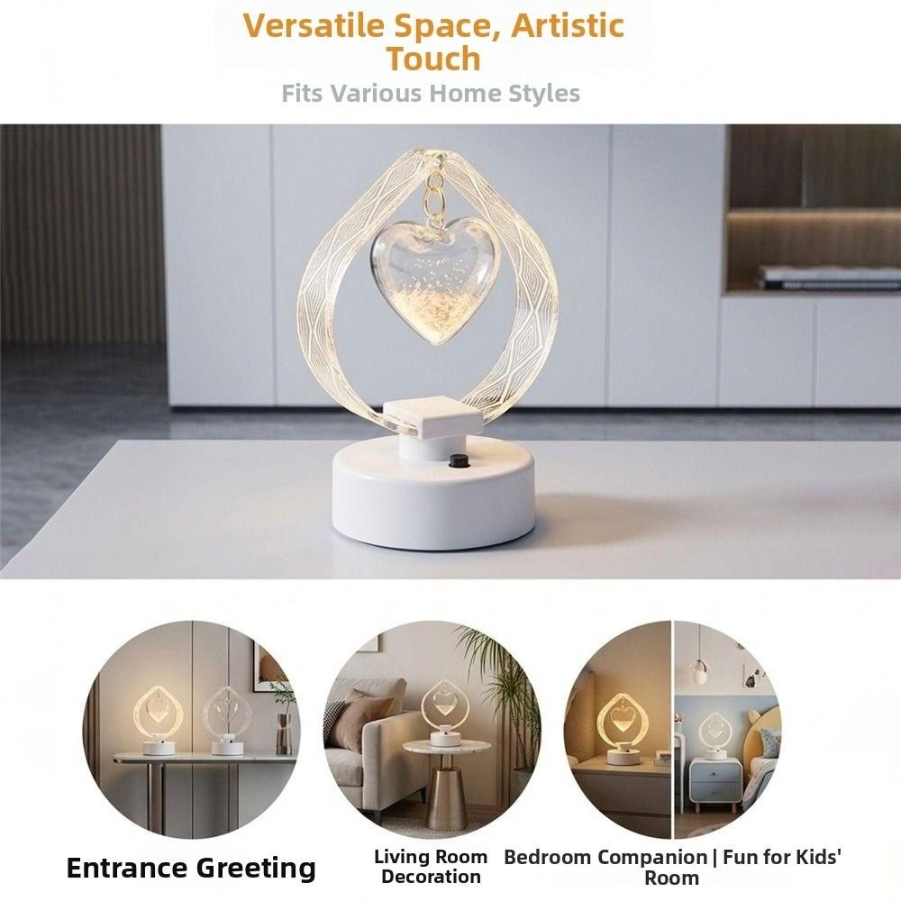 Acrylic Engraved Shade Acrylic Table Lamp Heart Pendant LED Lamp  Office Desk Ornament