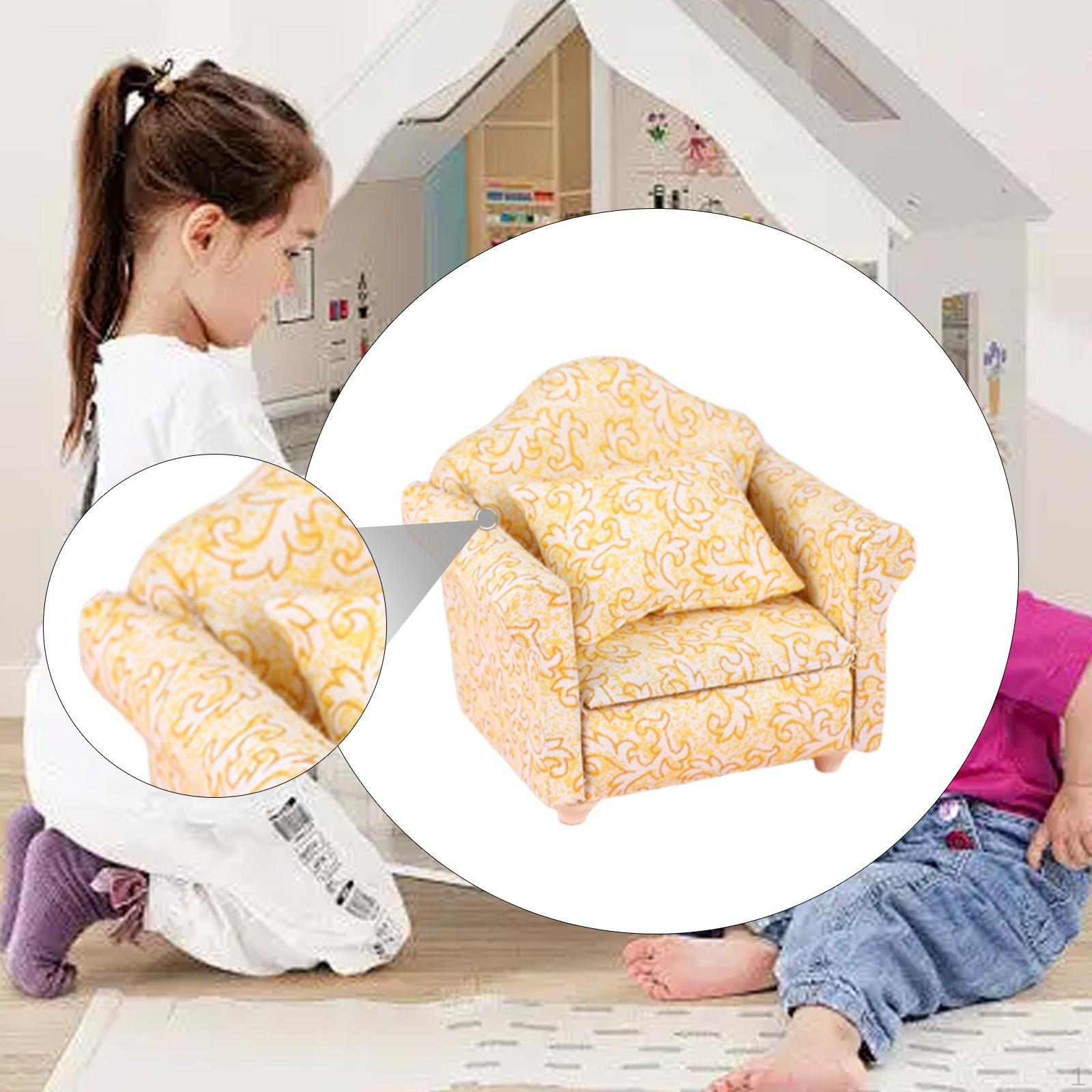 

1/12 Мини-диван Детский подарок Коллекционный Дисплей Современное Ручное Изготовление Декоративный Миниатюрный Кукольный Домик single sofa