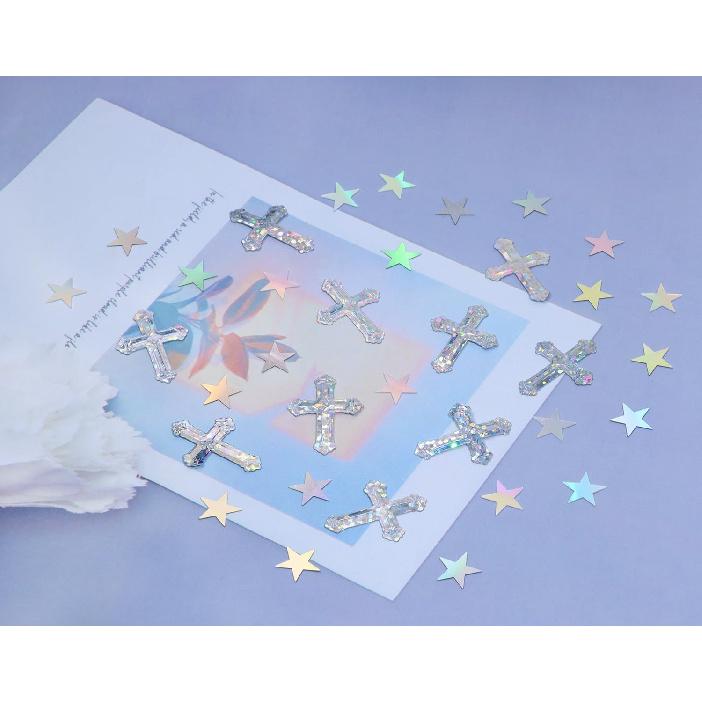 ONLYKXY 1050Pcs Star and Cross Table Confetti Decor Glitter Scatter Bless Confetti Decoration for Easter Spring Bride Shower Birthday Wedding Foil