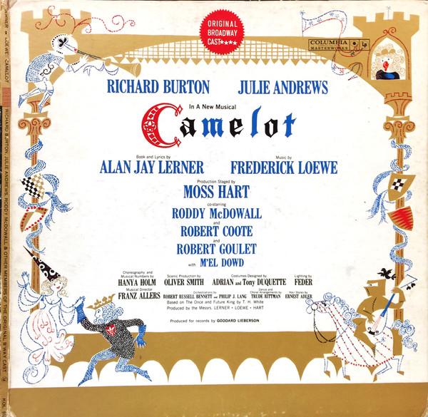 

LP Record ALAN JAY LERNER FREDERICK LOEWE Camelot Original Broadway Cast Rec KOL5620 Columbia Master 1960 Canada Soundtracks Musicals Used