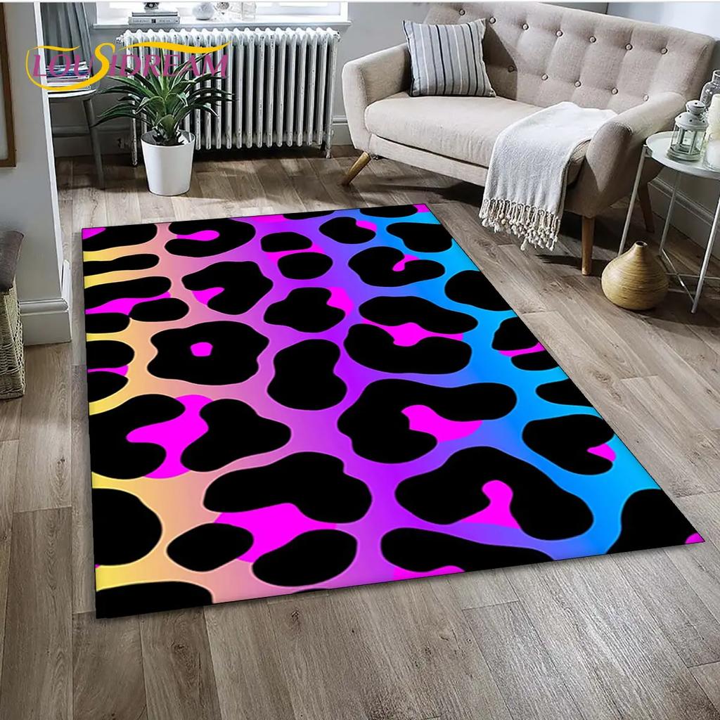 Wild Leopard Print 3D Series Area Rug,Carpet Rug for Home Living Room Bedroom Sofa Doormat Kitchen Decor,kids Non-slip Floor Mat