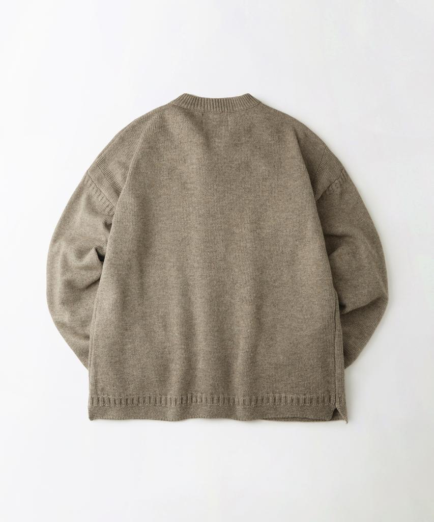 Outstanding Lambswool Fisherman Cardigan_L.Brown