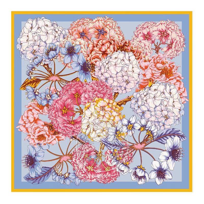 ITARORA Hydrangea 100% Mulberry Silk Scarf