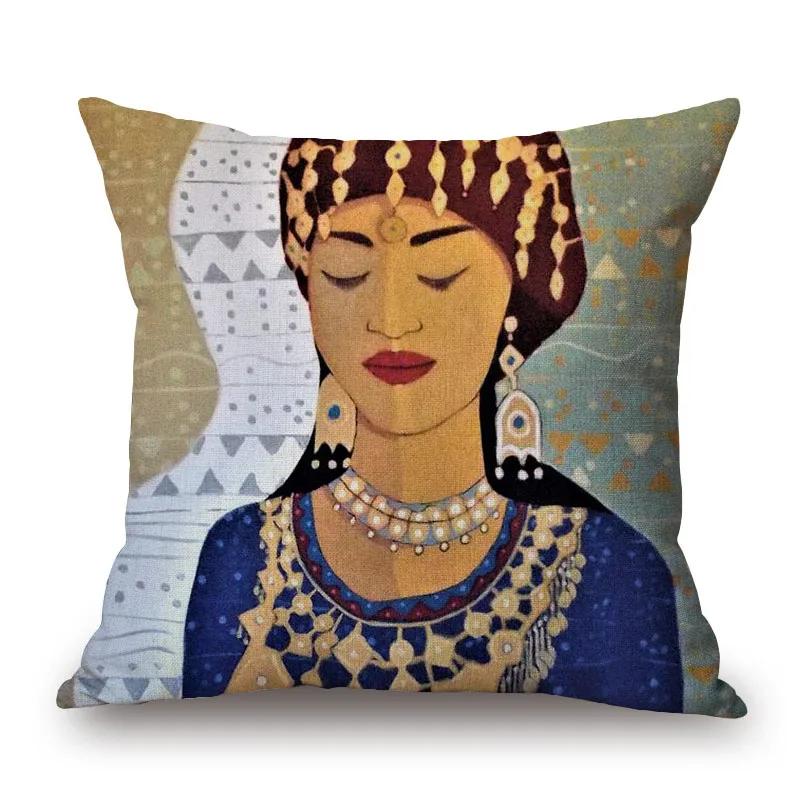 Assyrische Schönheit Kissenbezüge Golden Palace Girl Love Portrait Dekorative Kissen für Sofa 45X45cm Kissenbezug