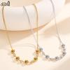 EFFIE QUEEN Stainless Steel 18k Gold & Zirconia Flower Chain Choker Necklace Romantic Jewelry for Women, Men Banquet Gift STKN10