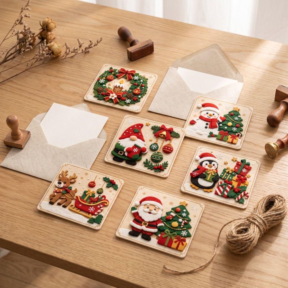 Santa Claus Christmas Wooden Card Ornaments Reindeer Christmas Decorations Party Gifts