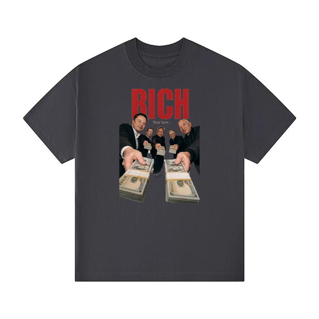 Tech Billionaires Cash Graphic Oversized Heavyweight TShirt