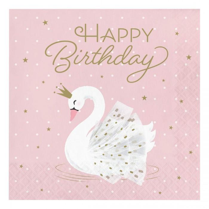 Creative Party Stylish Paper Swan Birthday Napkins (Pack of 16)