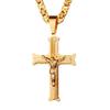 Stainless Steel Big Jesus Cross Pendant with Long Chain Men's Gold Color Crucifix Necklaces Male Religious Jewelry Dropshipping