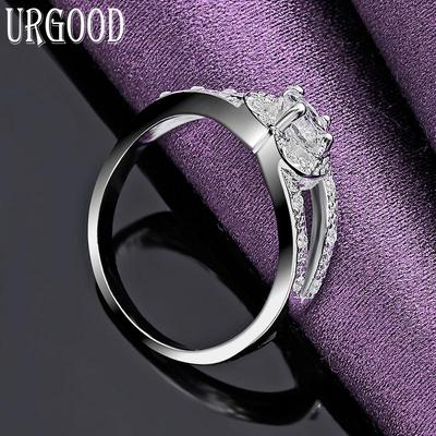 Anello in argento sterling 925 con cuore in zircone di grado AAA, gioielli di moda