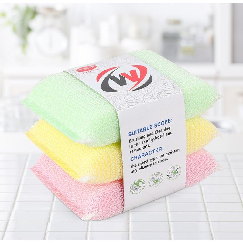 

Специальная кухонная губка для удаления жирных пятен Многофункциональная абразивная губка для мытья посуды Губка-блок высокой плотности 3 tablets, 1 card