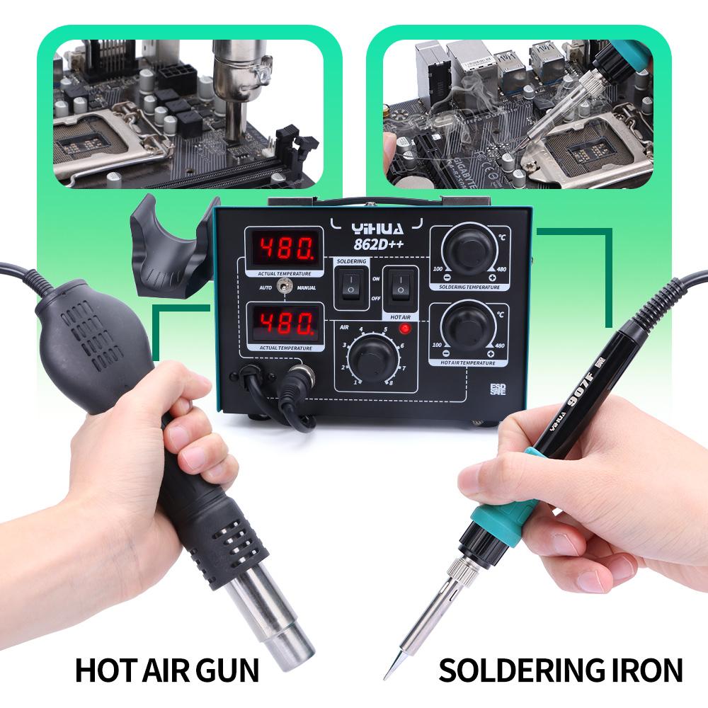 YIHUA 862D++750W Hot Air Rework Station Soldering Iron Professional Welding Equipment PCB Chip Repair