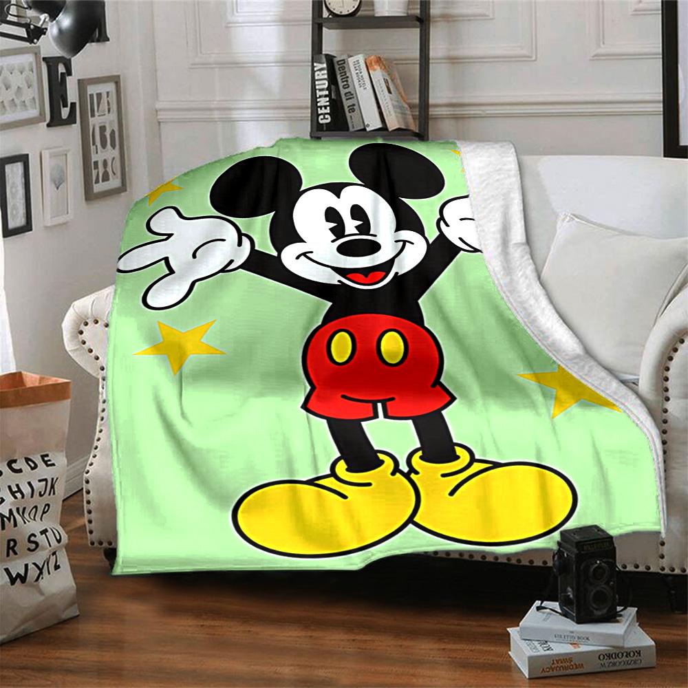 Mickey Mouse Celebration Flannel Blanket Super Soft Warm Cozy Blanket For Sofa Bed Office Travel Allseason Home Decor Gift