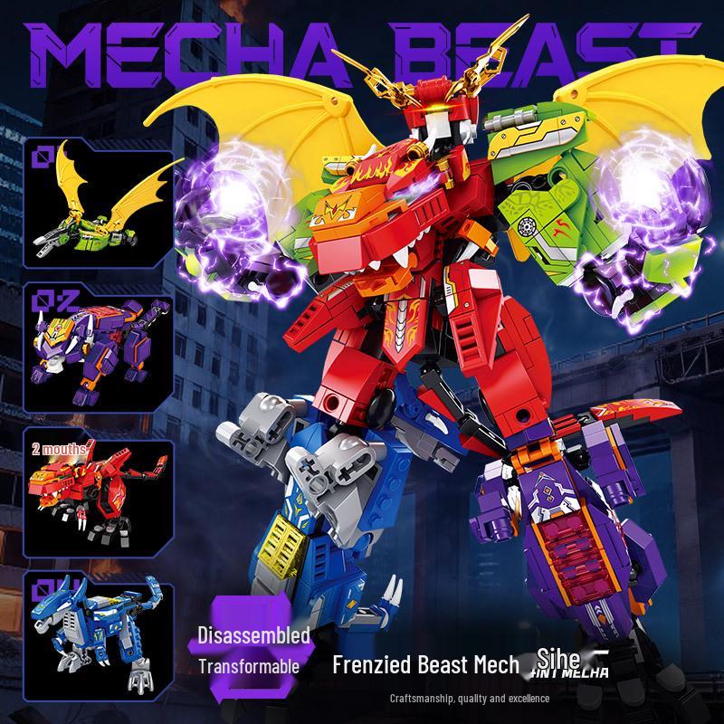 Dinosaur Mecha Building Blocks: Transformable Robot Compatible with Lego – Educational Toy for Boys