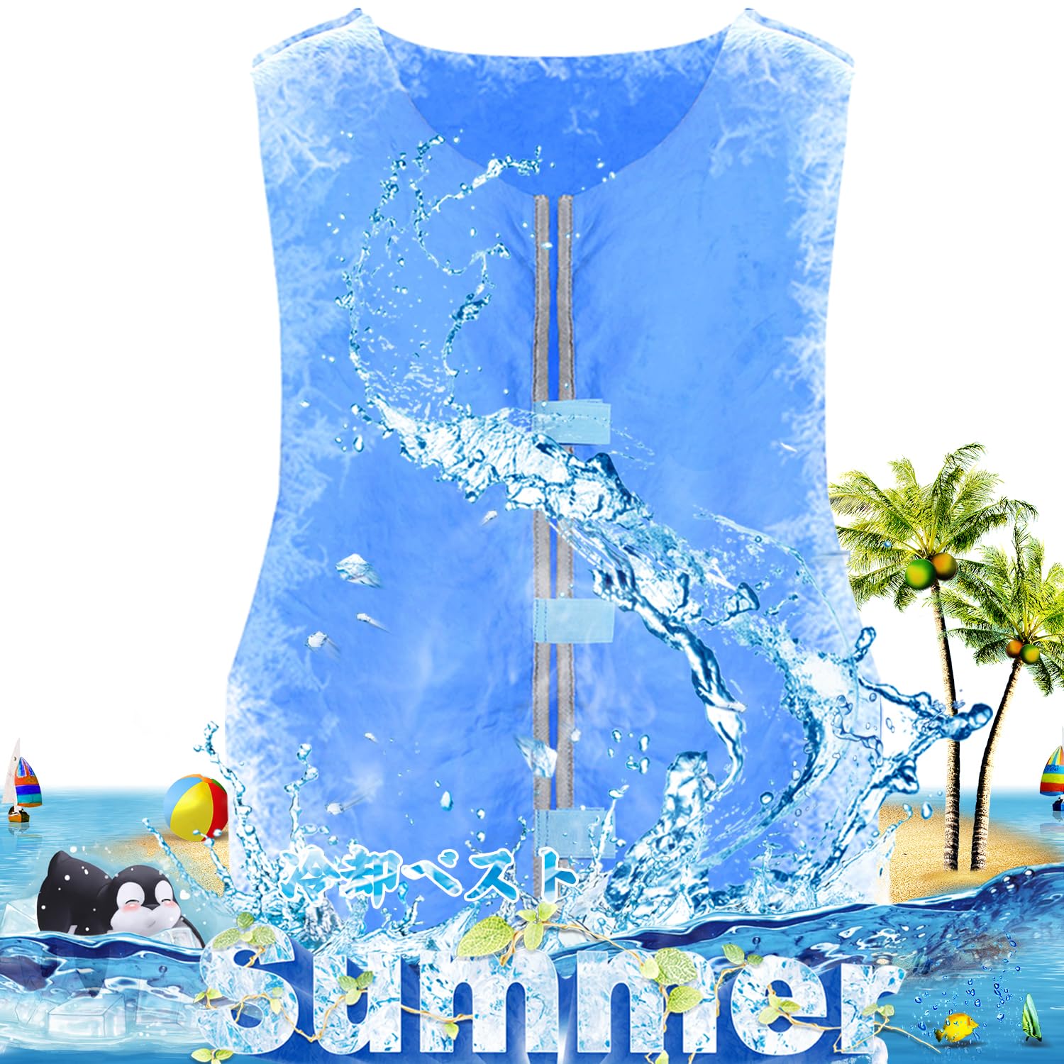 

Охлаждение тепловой удар работа без электричества или пакетов со льдом охлаждение охлаждение работа на открытом воздухе теплозащита Бесплатный жилет [Moon-Valley], одежда с водяным охлаждением, синий