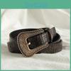 Oldworld Inspired Faux Leather Belt With Engraved Pattern And Pin Buckle For Women