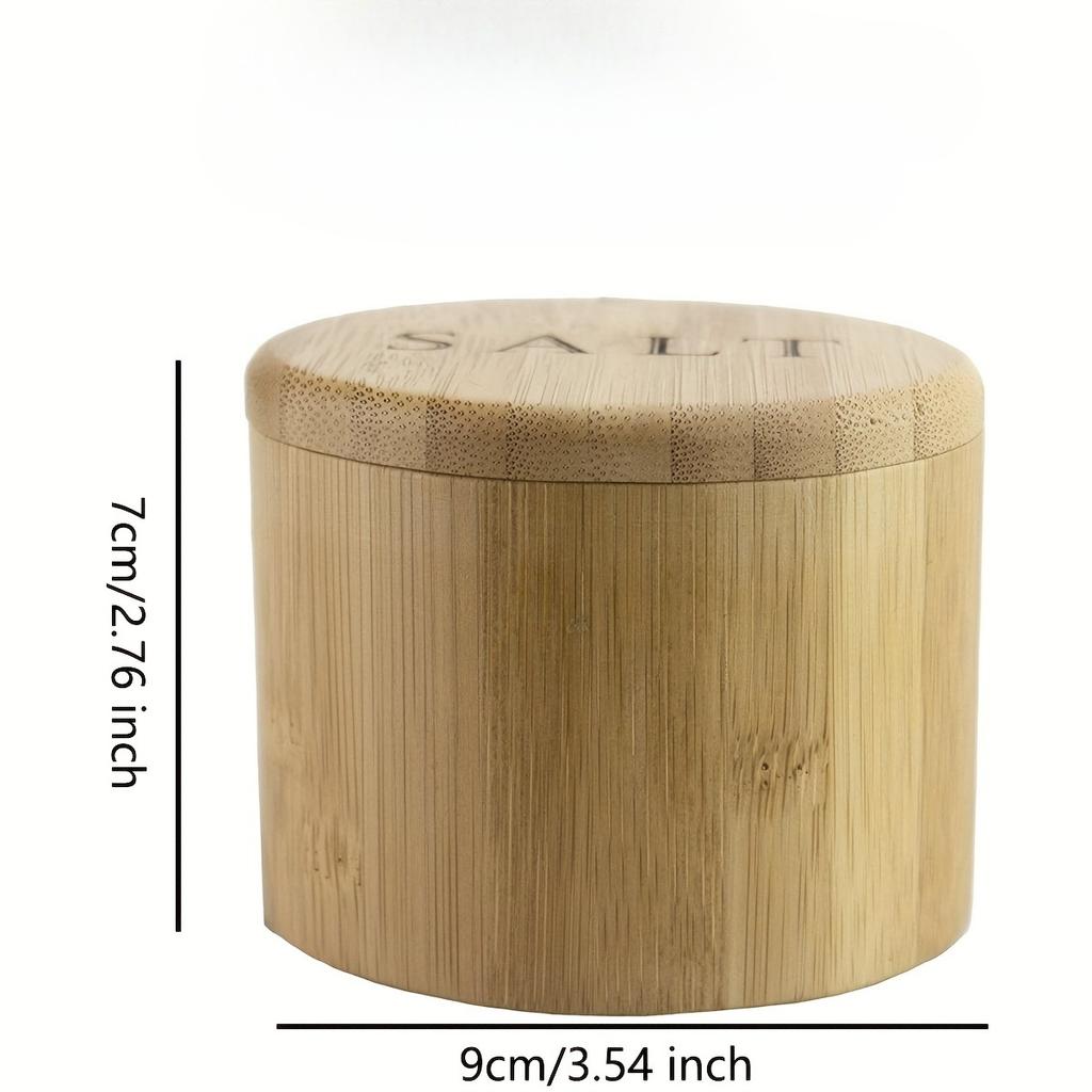 1 Stück Salzbehälter, Salzdose aus Bambus, Salzbehälter mit Löffel, Salzhalter mit Deckel, Salzstreuer, Kümmel- und Pfefferschale mit magnetisch schwenkbarem Deckel
