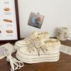 Original thick-soled high-top canvas shoes 22 autumn new plaid design sense chic tide