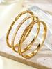 Simple And Elegant Bamboo Stainless Steel Plain With Zirconia Bracelet, 18K Gold Plated Non Tarnish Clasp Bracelet