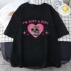 Sad Hamster Tshirt I'm Just A Girl Cartoon Printing Tee-shirt Casual Short Sleeve Summer Tshirts Quality Girls Tees