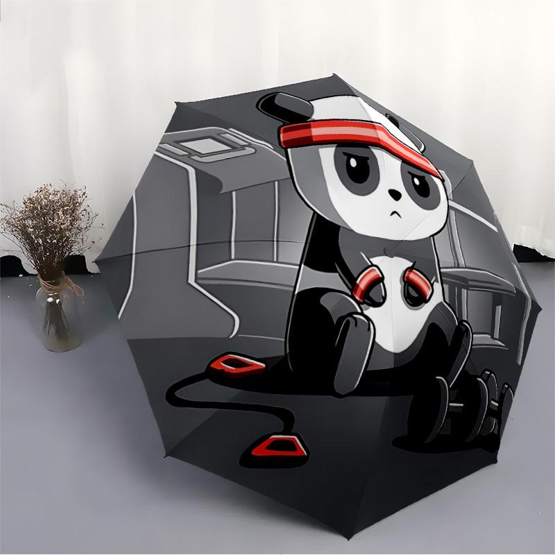 1pc Panda Fitness Auto Open/close, All-Season Portable Folding Umbrella for Women & Men, Travel, Everyday, Formal Events - Compact Luxury Parasol, Out