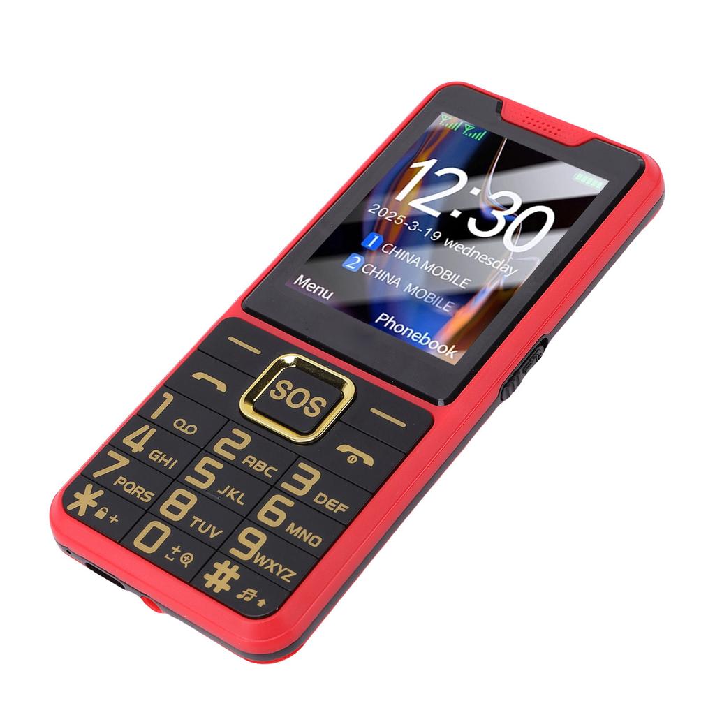 Large Buttons Cell Phone 4G LTE Unlocked with SOS Key 2500mAh Dual SIM MP3 Calling SMS Functions Internet Red
